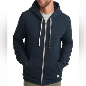 Marine Layer Corbet Quilted Full Zip Hoodie in navy size medium